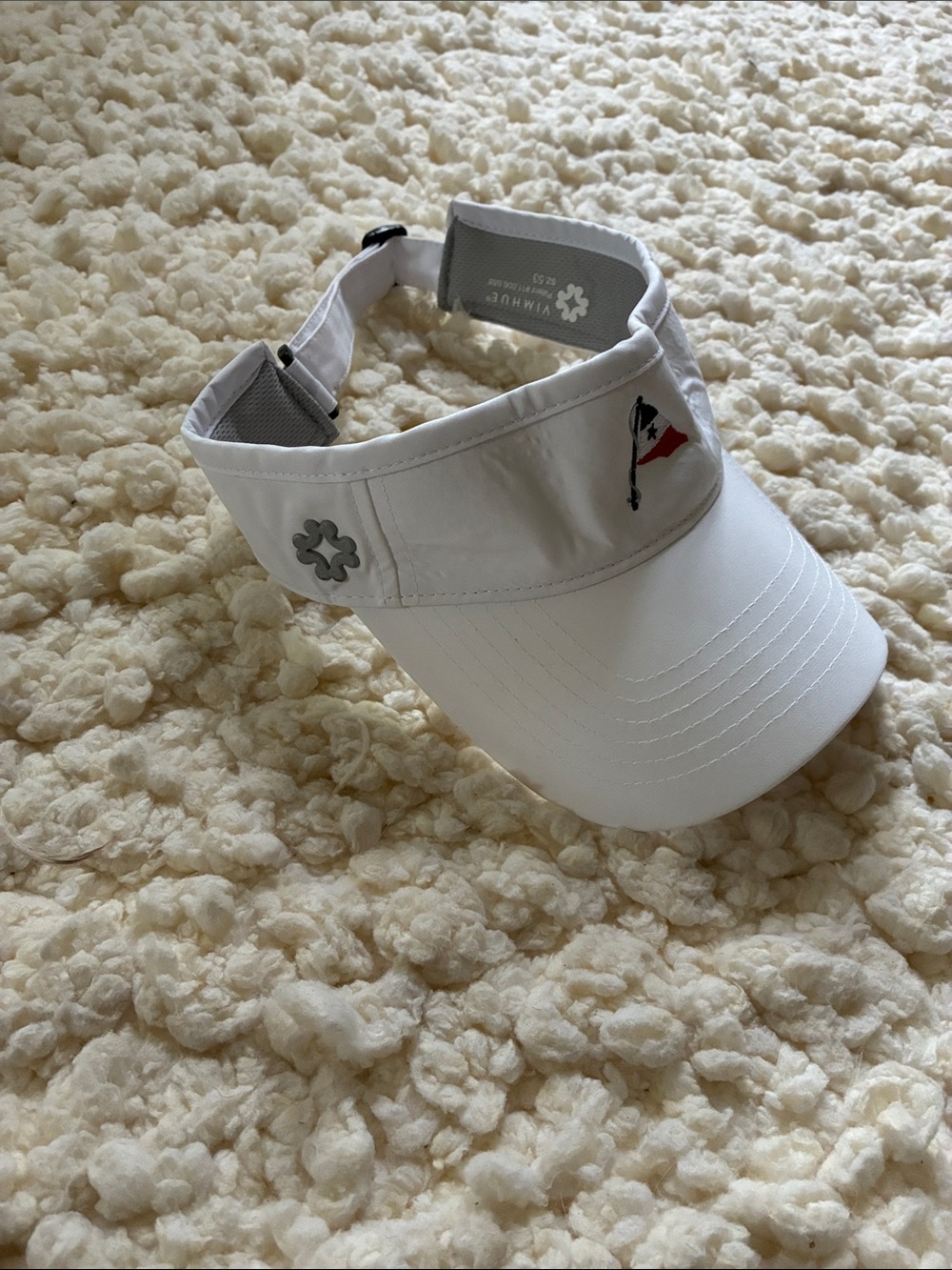 White Women's Sun Visor with Flag Accent